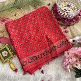 Vriksham Red Ajrakh Modal Silk Saree-VS4437
